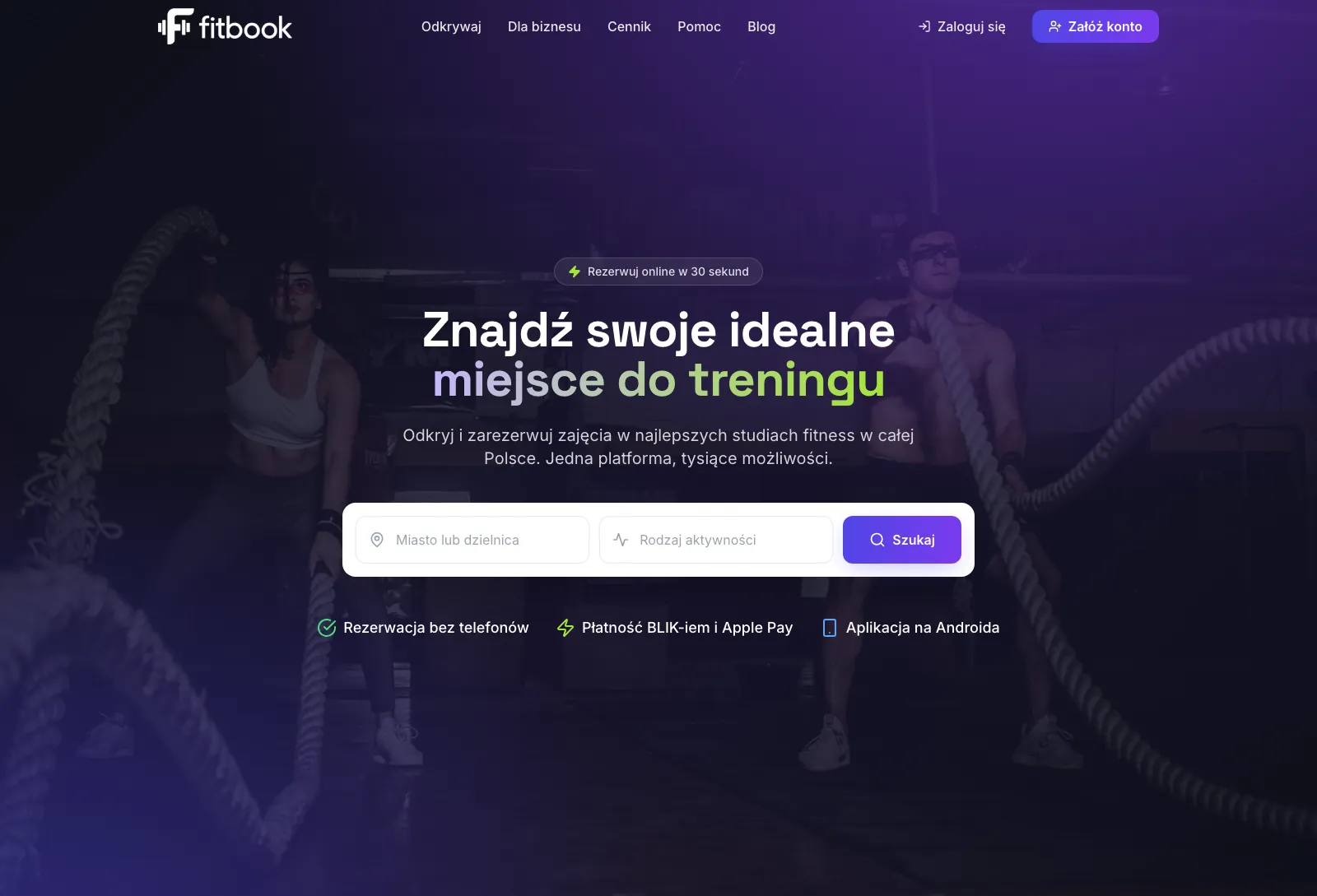 FitBook, platforma rezerwacji zajęć fitness