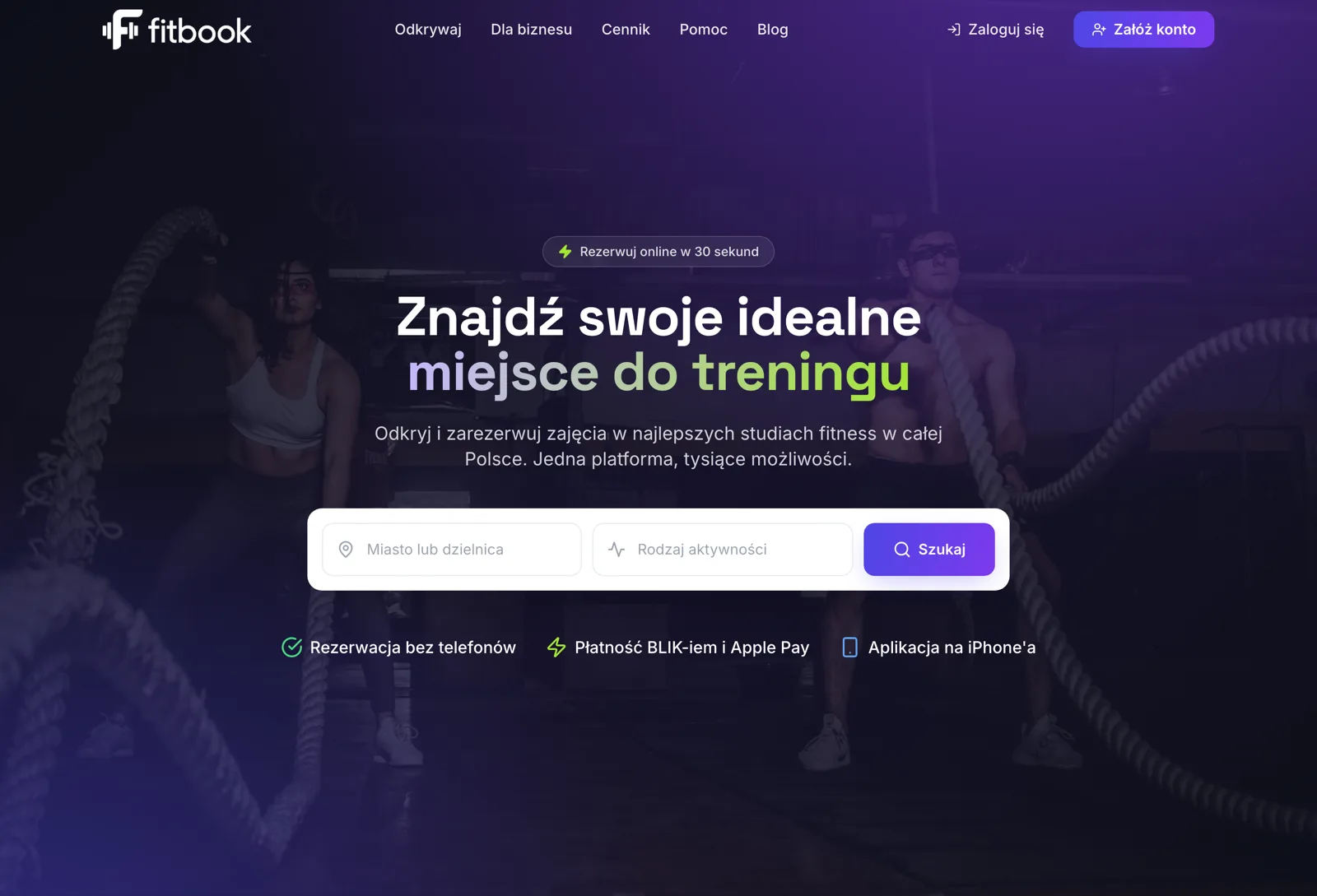 FitBook, platforma rezerwacji zajęć fitness