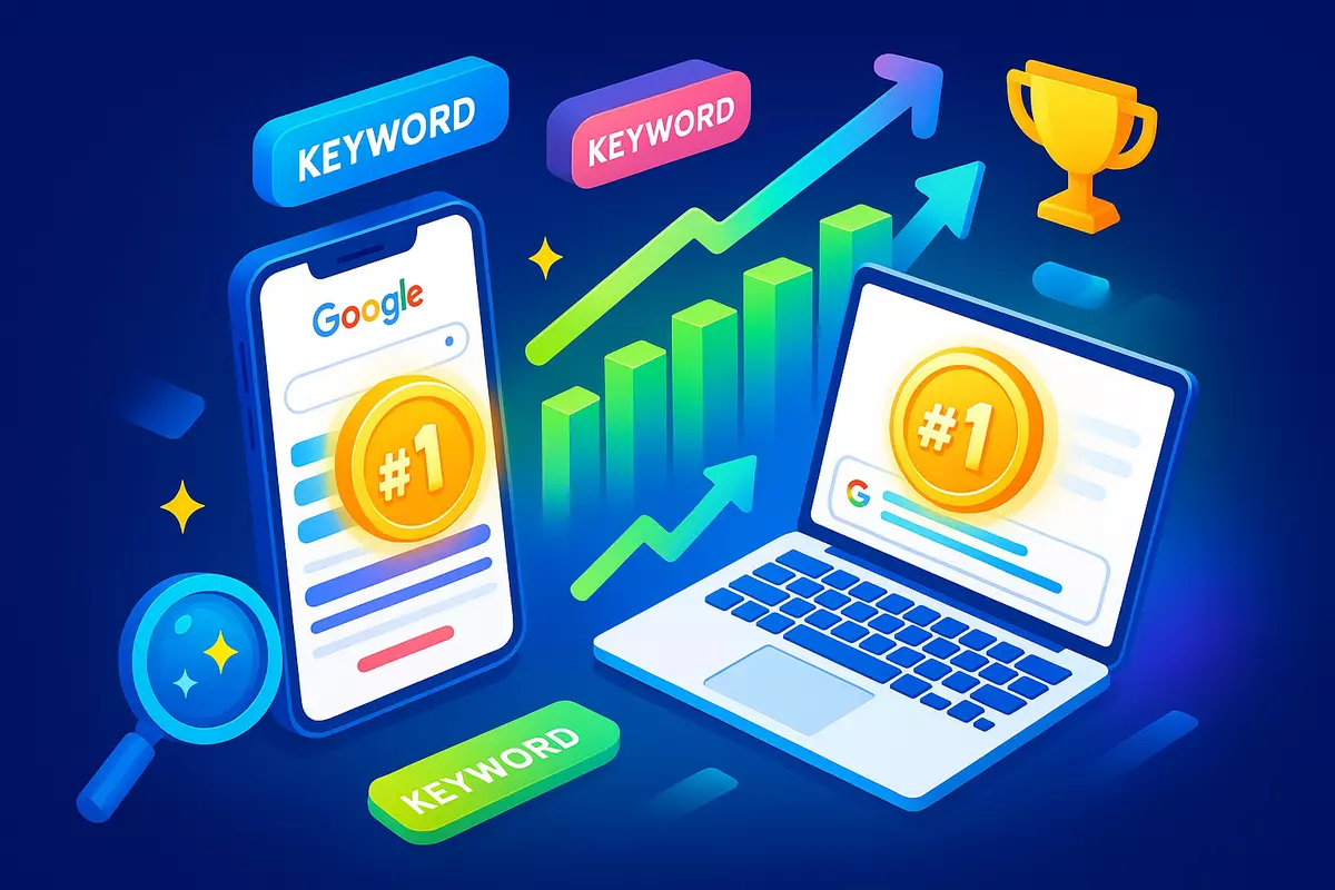 SEO Analytics Dashboard - pozycje Google i konwersje