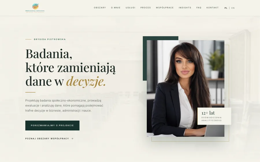Brygida Piotrowska, badania społeczno-ekonomiczne i analizy danych