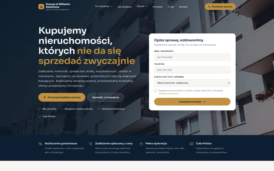 House of Wilento Solutions, skup nieruchomości